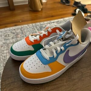 Nike Court Borough Low Recraft shoes in a multicolored design.